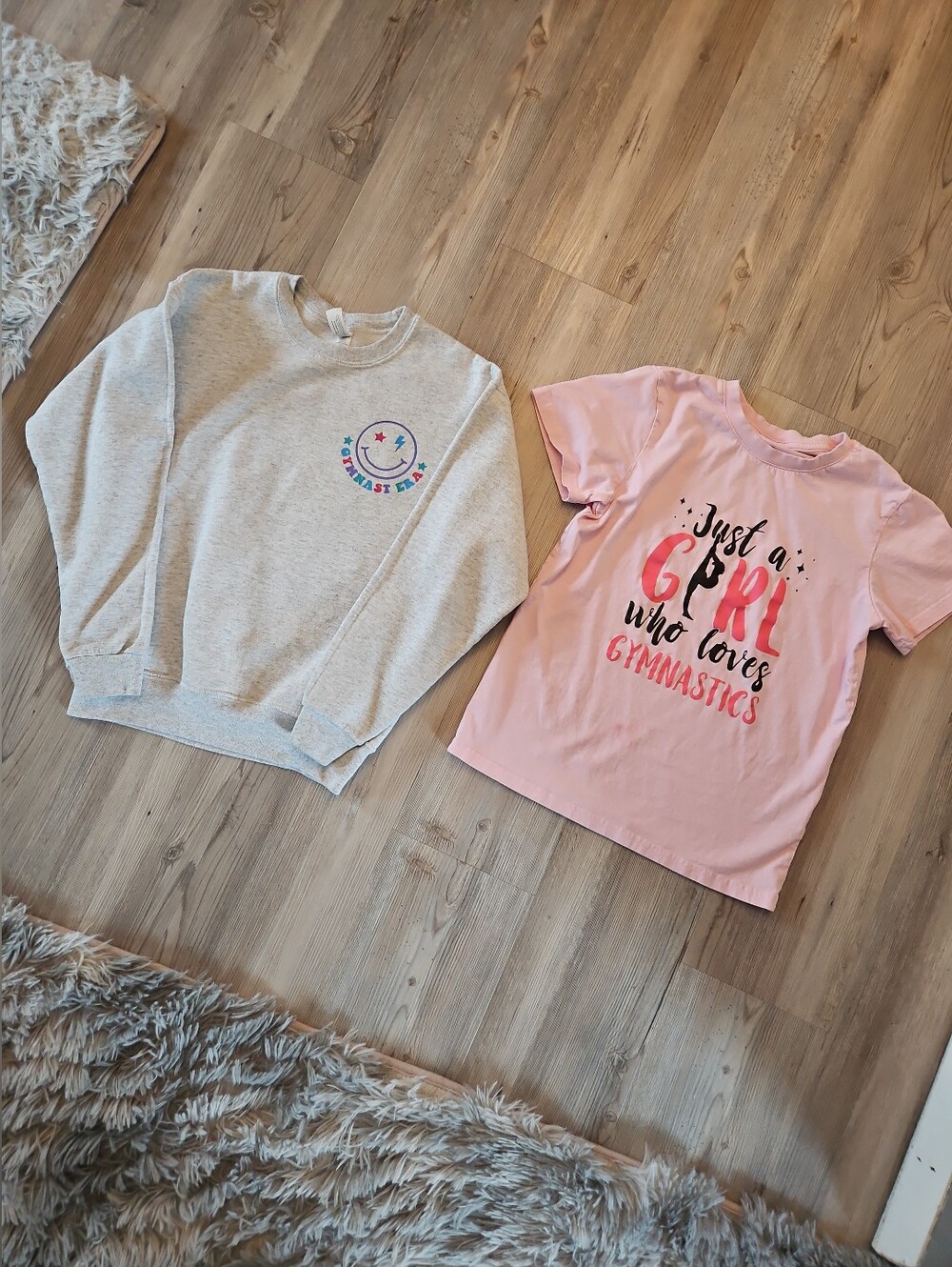Gymnastics Graphic Tee & Sweatshirt Bundle for Girls Sz. M